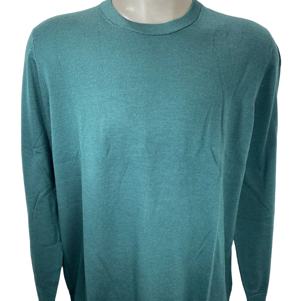 NEW BROOKS BROTHERS Mens Sweater Green Size XXL Fine Merino Wool Crewneck Shirt